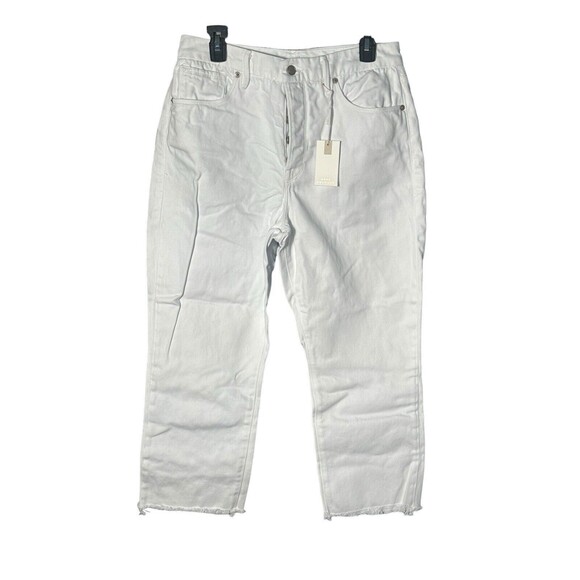 NWT Good American Size 10 White Good Boy Button Fly‎ Cropped Jeans Altered #J9-5 - Picture 1 of 13